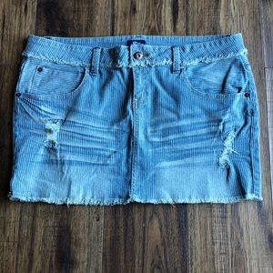 Blue Asphalt Stripped Jean Mini Skirt 13